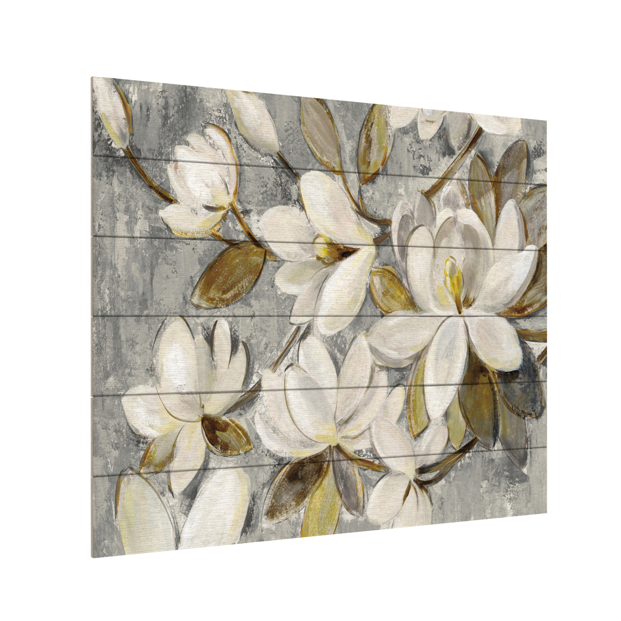 Wooden Slat Art 18 X 22 Inches Titled Magnolia Simplicity Neutral Gray Ready To Hang Home Decor Picture