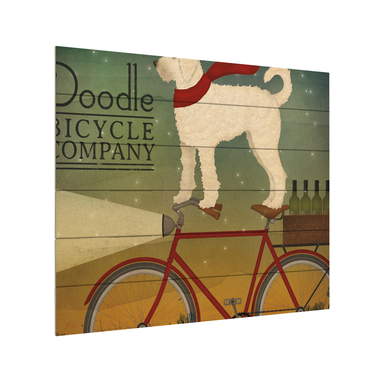 Wooden Slat Art 18 X 22 Inches Titled White Doodle On Bike Summer Ready To Hang Home Decor Picture