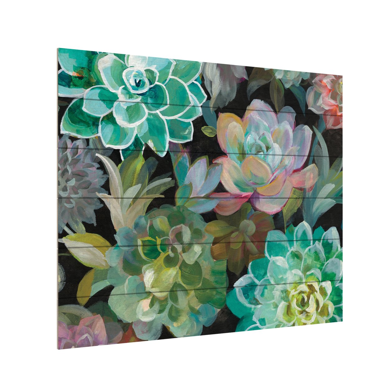Wooden Slat Art 18 X 22 Inches Titled Floral Succulents V2 Crop Ready To Hang Home Decor Picture
