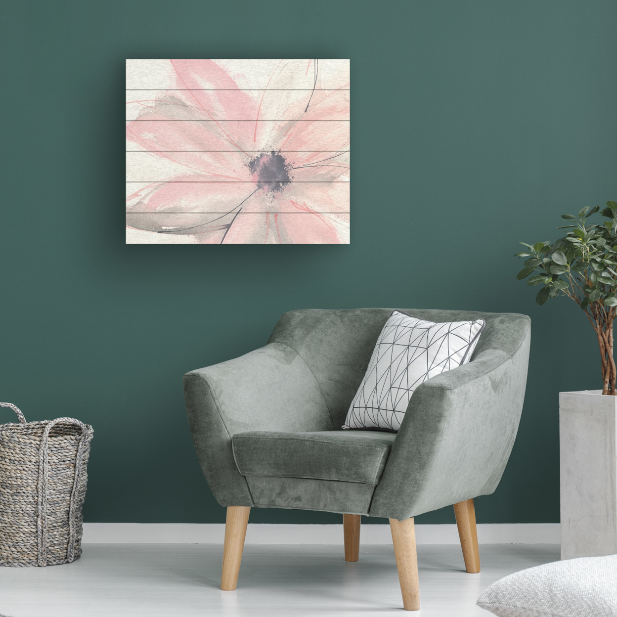 Wooden Slat Art 18 X 22 Inches Titled Blush Clematis I Ready To Hang Home Decor Picture