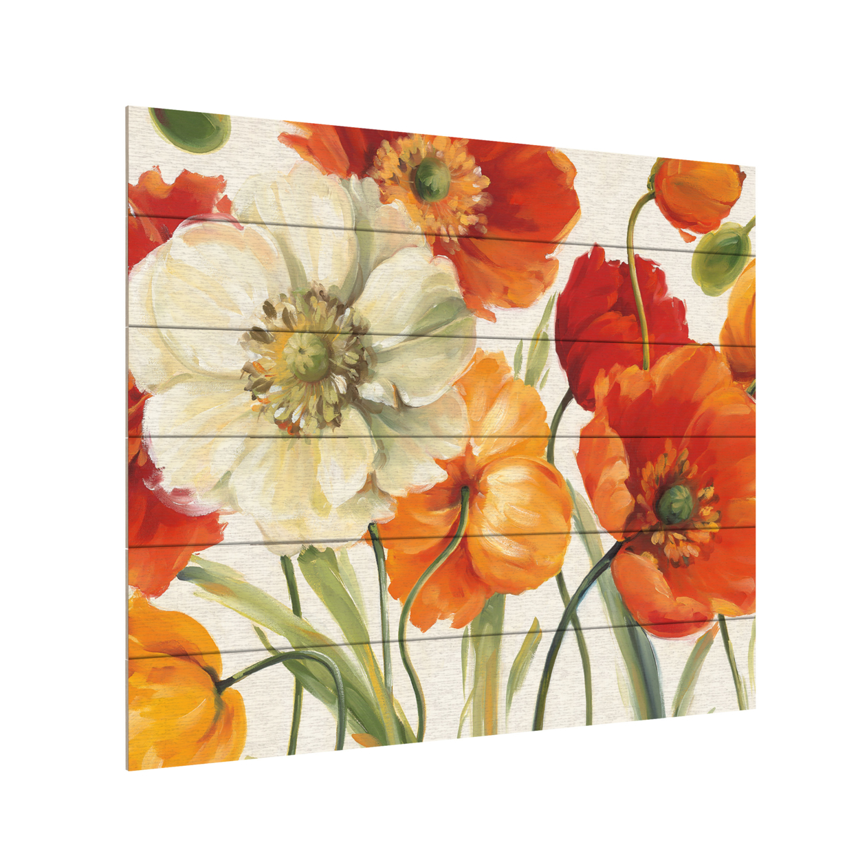 Wooden Slat Art 18 X 22 Inches Titled Poppies Melody I Ready To Hang Home Decor Picture
