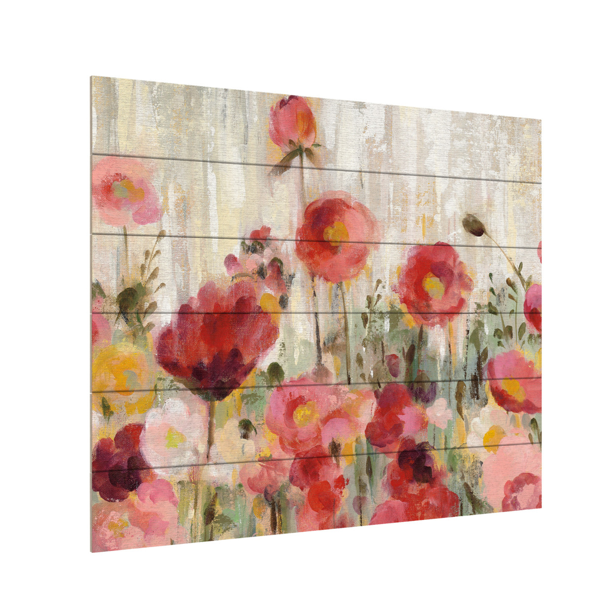 Wooden Slat Art 18 X 22 Inches Titled Sprinkled Flowers Crop Ready To Hang Home Decor Picture