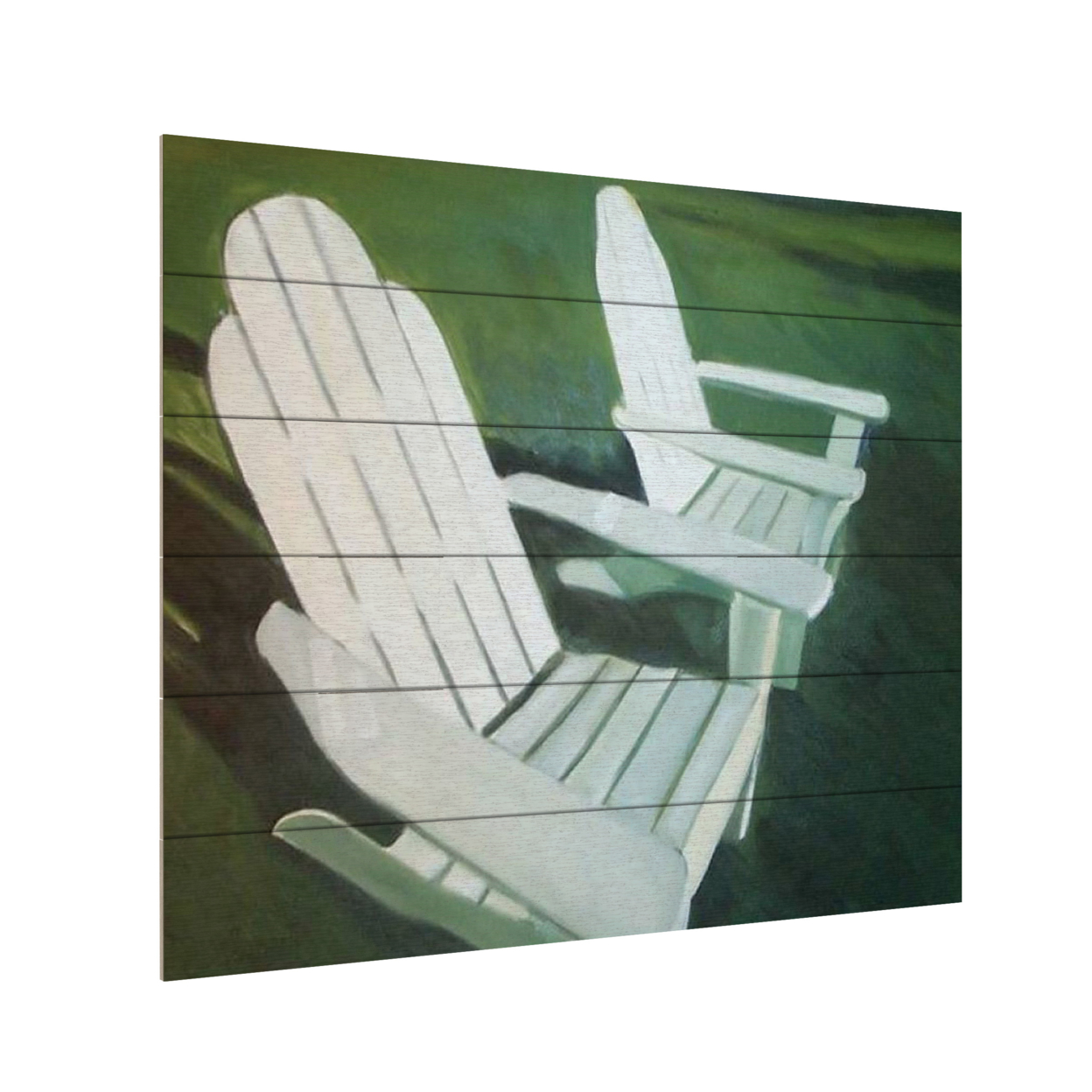 Wooden Slat Art 18 X 22 Inches Titled Lawn Chairs Ready To Hang Home Decor Picture
