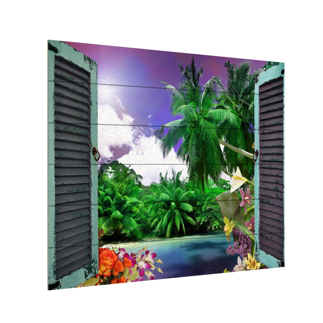 Wooden Slat Art 18 X 22 Inches Titled Window To Paradise I Ready To Hang Home Decor Picture