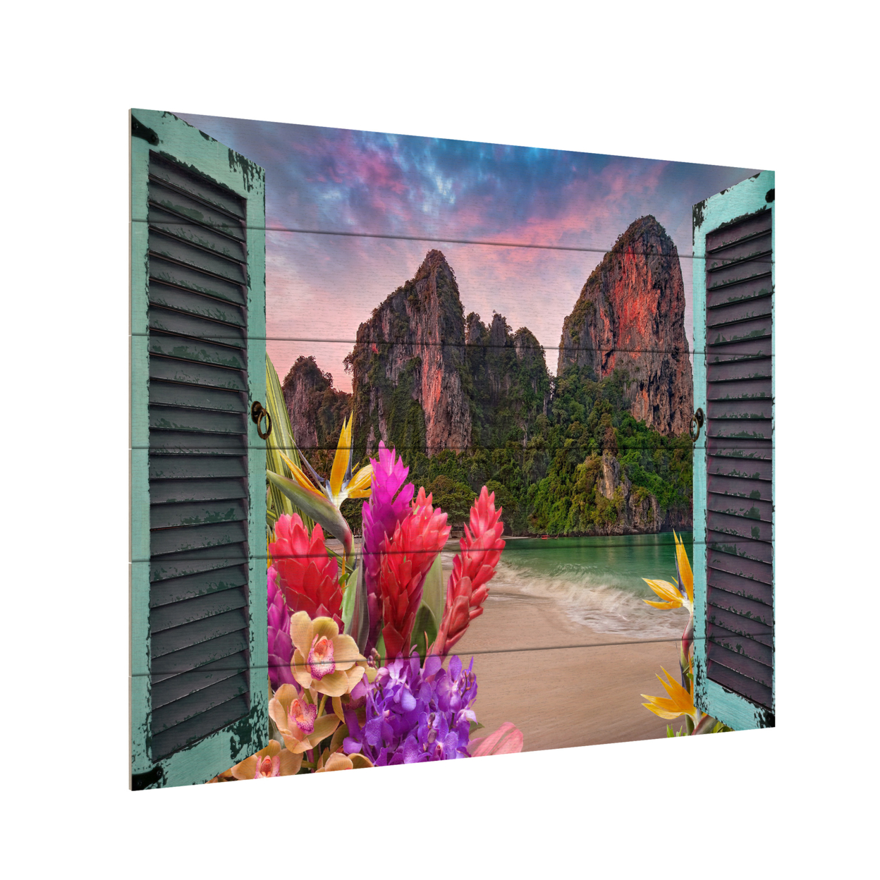 Wooden Slat Art 18 X 22 Inches Titled Window To Paradise VI Ready To Hang Home Decor Picture