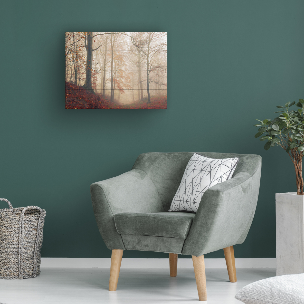 Wall Art 12 X 16 Inches Titled Waiting For The Deer Ready To Hang Printed On Wooden Planks