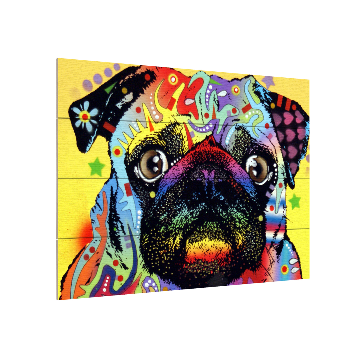 Wall Art 12 X 16 Inches Titled Pug Ready To Hang Printed On Wooden Planks