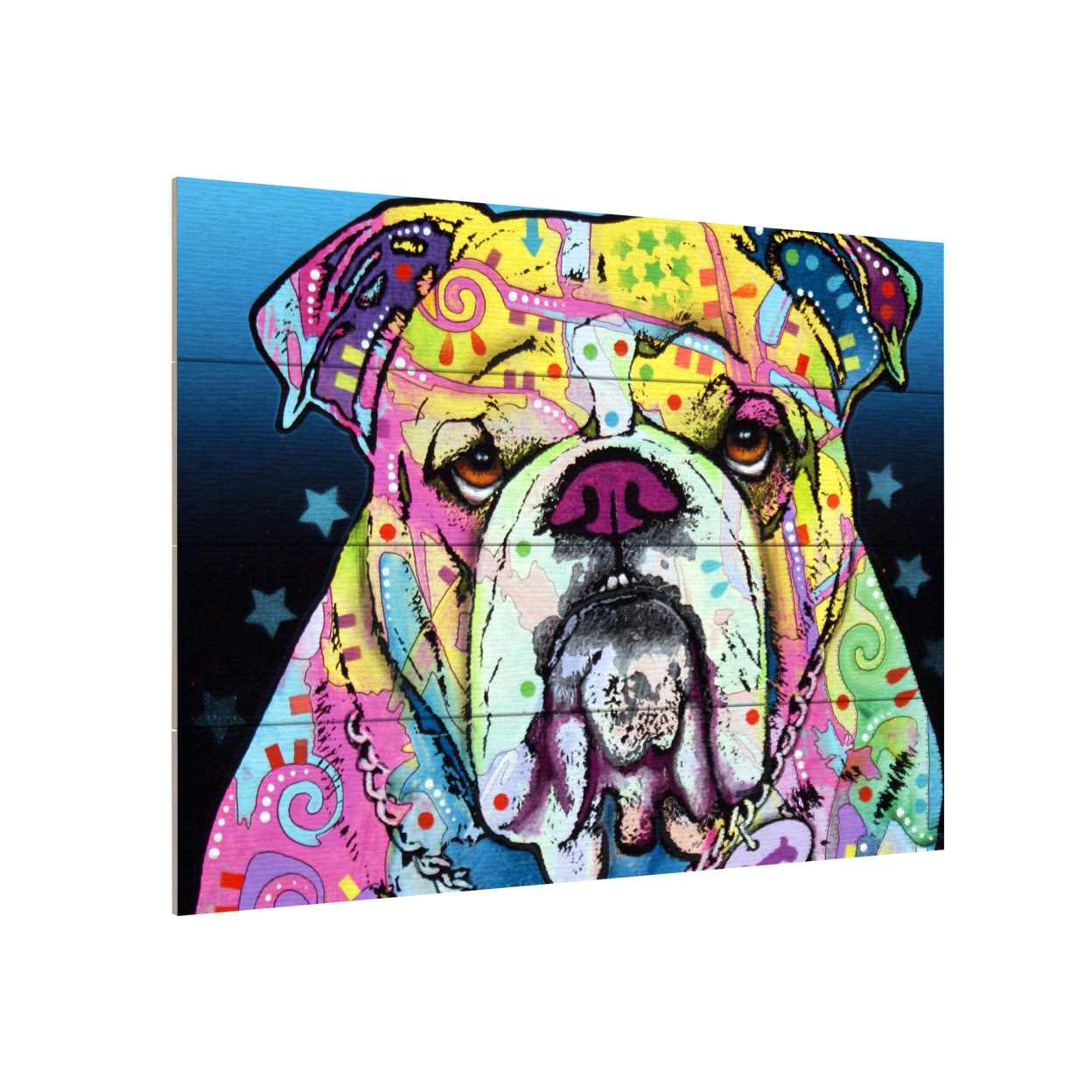 Wall Art 12 X 16 Inches Titled The Bulldog Ready To Hang Printed On Wooden Planks