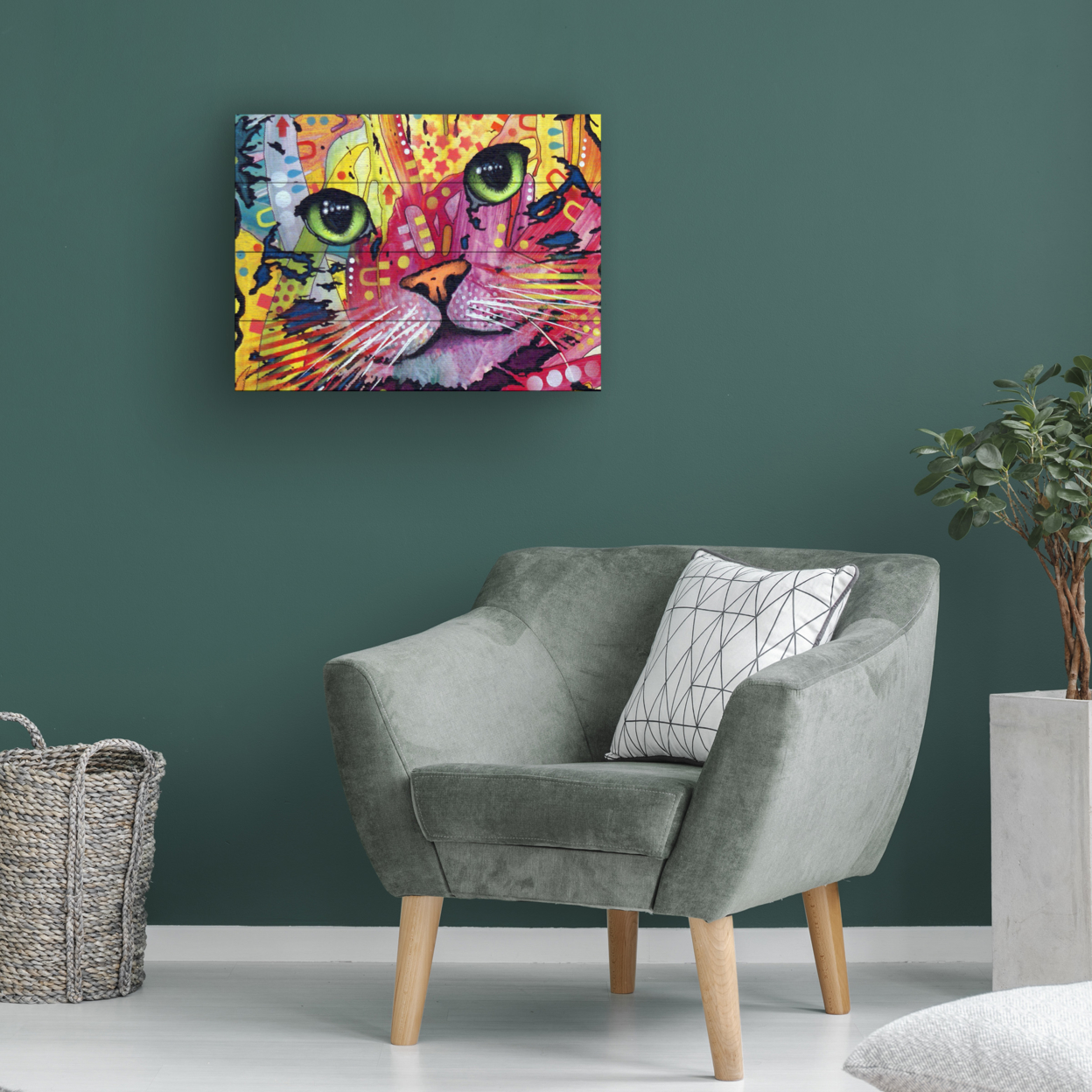 Wall Art 12 X 16 Inches Titled Tilt Cat Ready To Hang Printed On Wooden Planks