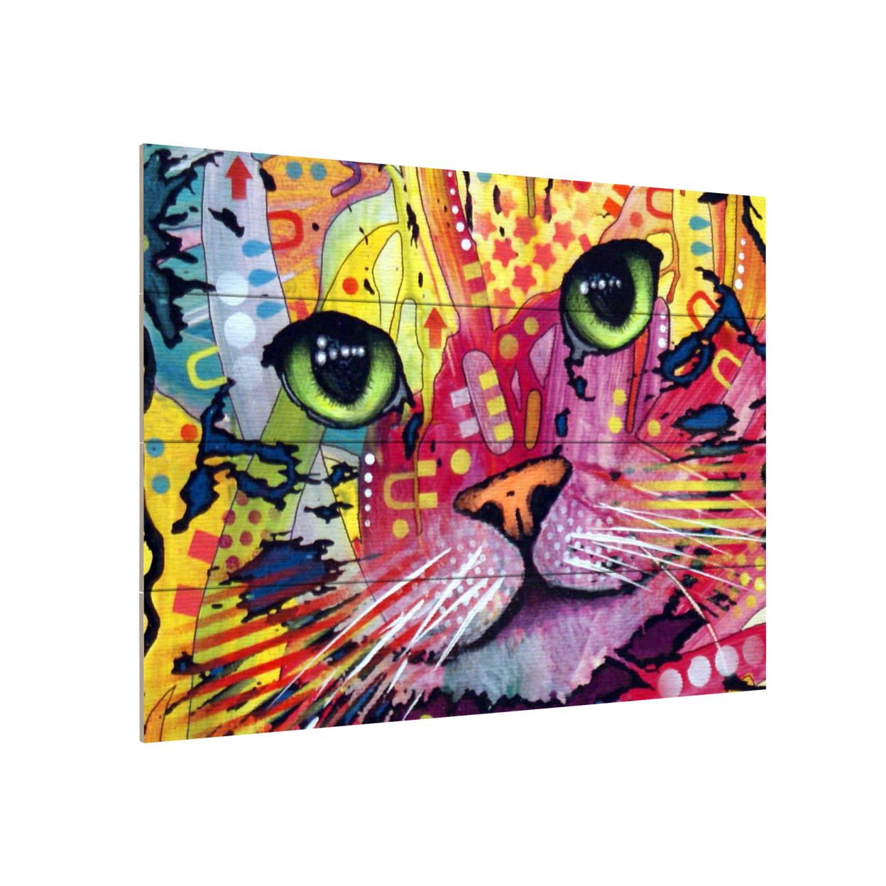 Wall Art 12 X 16 Inches Titled Tilt Cat Ready To Hang Printed On Wooden Planks