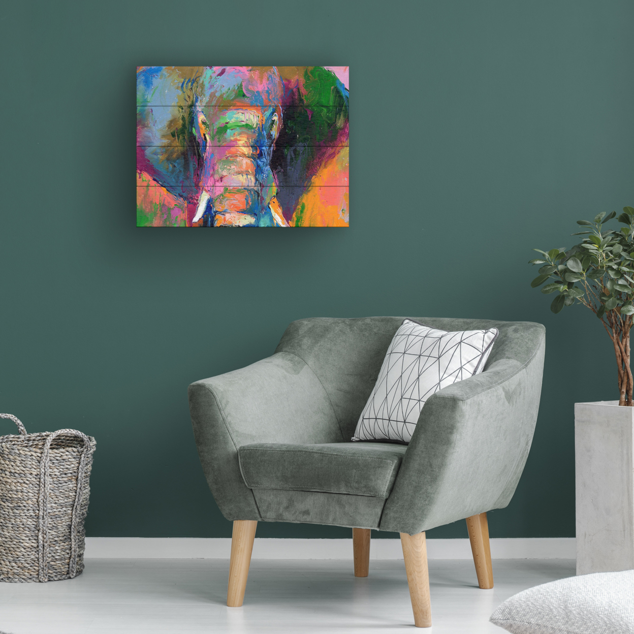 Wall Art 12 X 16 Inches Titled Elephant 2 Ready To Hang Printed On Wooden Planks