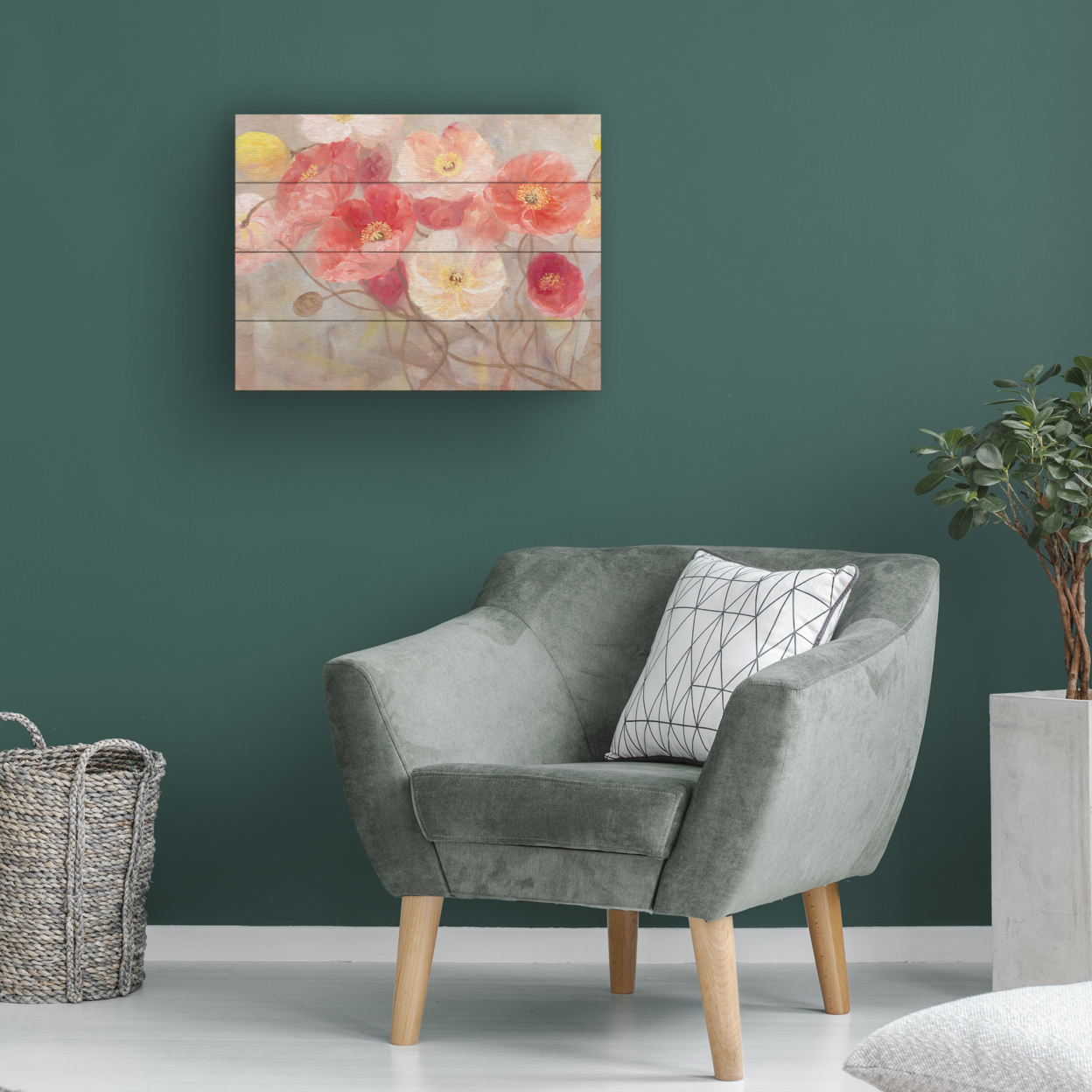 Wall Art 12 X 16 Inches Titled Wild Poppies I Ready To Hang Printed On Wooden Planks