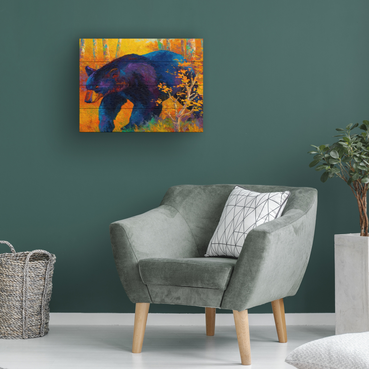 Wall Art 12 X 16 Inches Titled In To Spring Black Bear Ready To Hang Printed On Wooden Planks