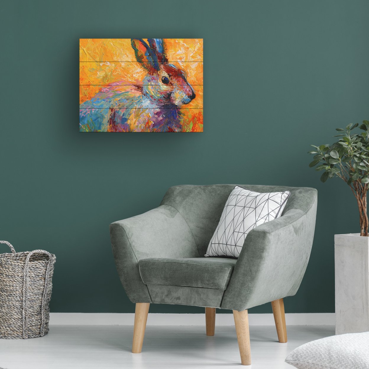 Wall Art 12 X 16 Inches Titled Bunny IV Ready To Hang Printed On Wooden Planks