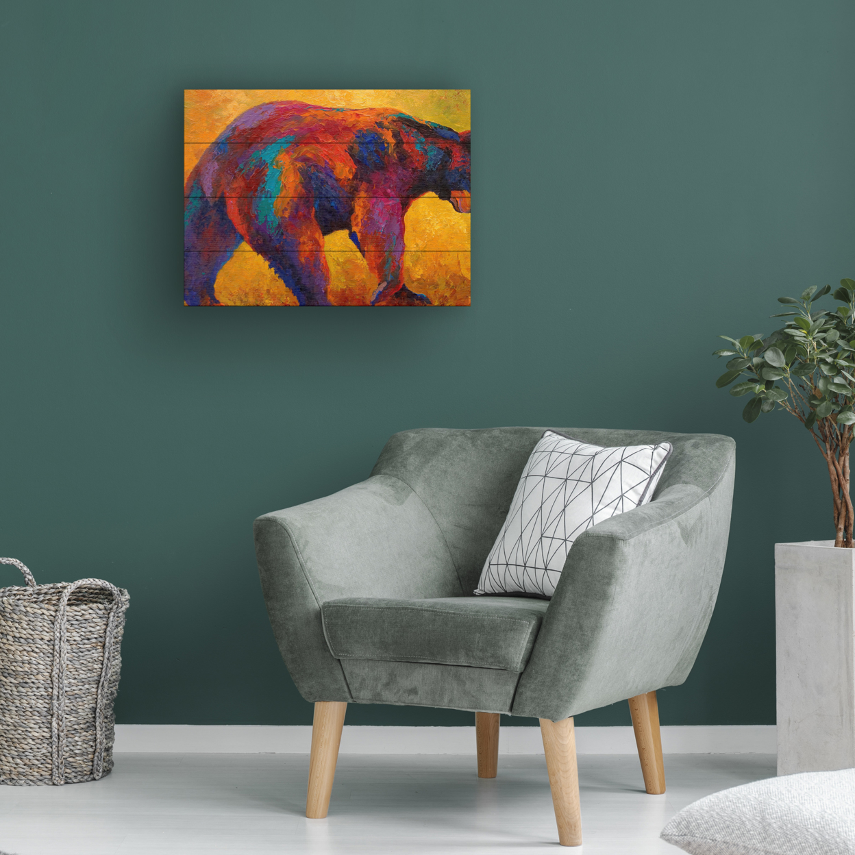 Wall Art 12 X 16 Inches Titled Daily Rounds Black Bear Ready To Hang Printed On Wooden Planks