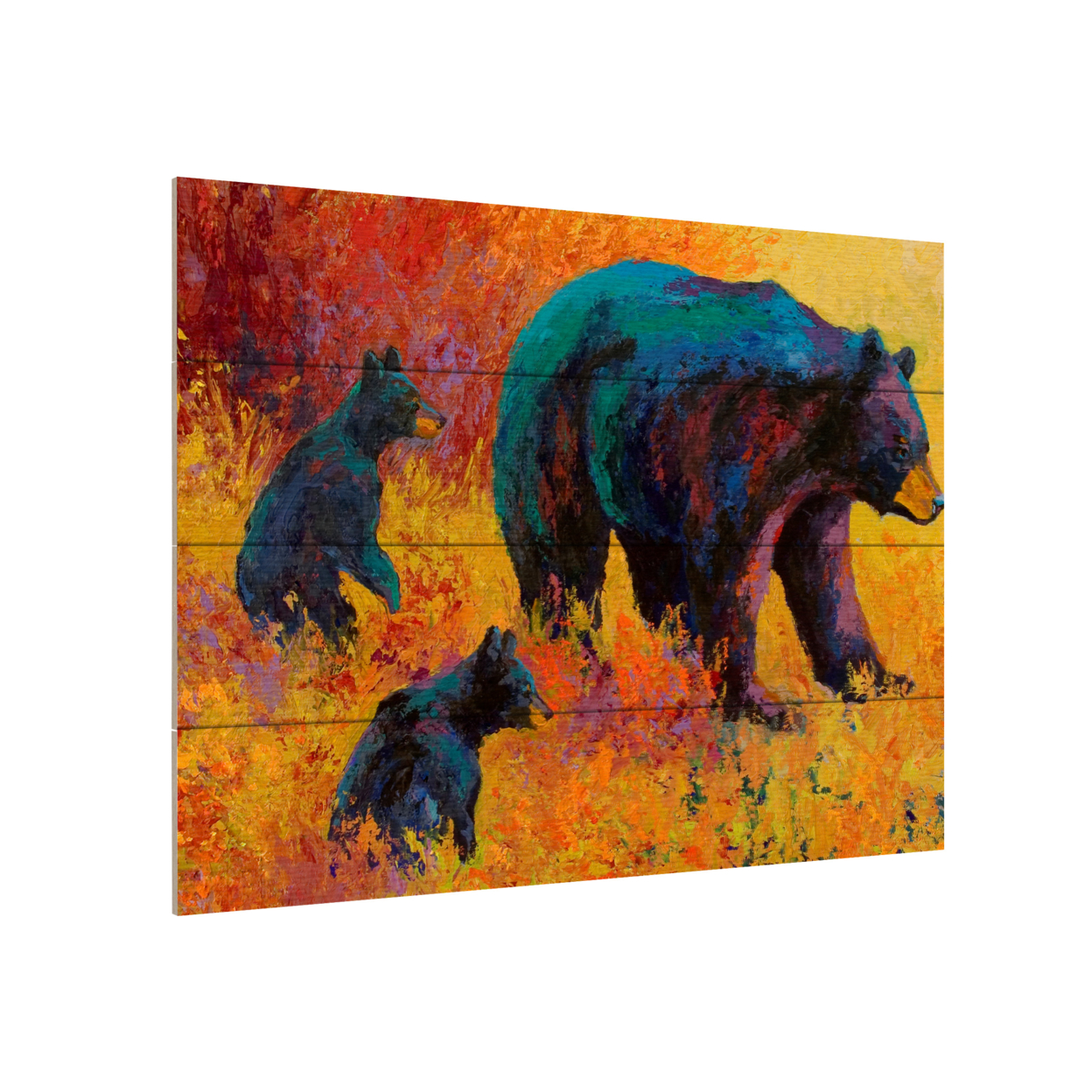 Wall Art 12 X 16 Inches Titled Double Trouble Black Bear Ready To Hang Printed On Wooden Planks
