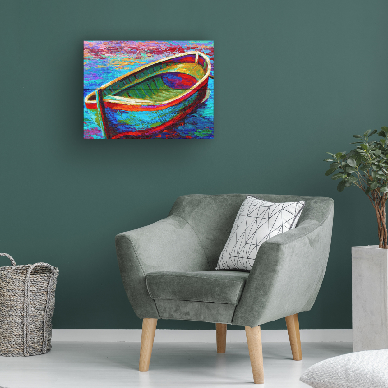 Wall Art 12 X 16 Inches Titled Boat 9 Ready To Hang Printed On Wooden Planks