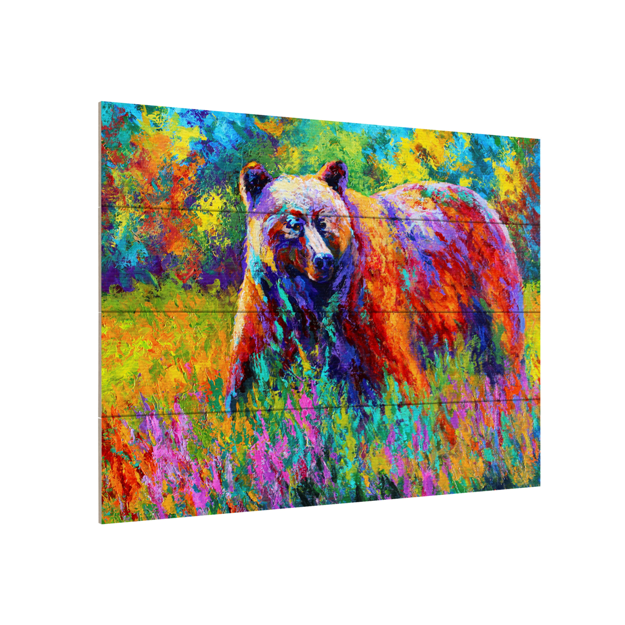 Wall Art 12 X 16 Inches Titled Grizz On Guard Ready To Hang Printed On Wooden Planks