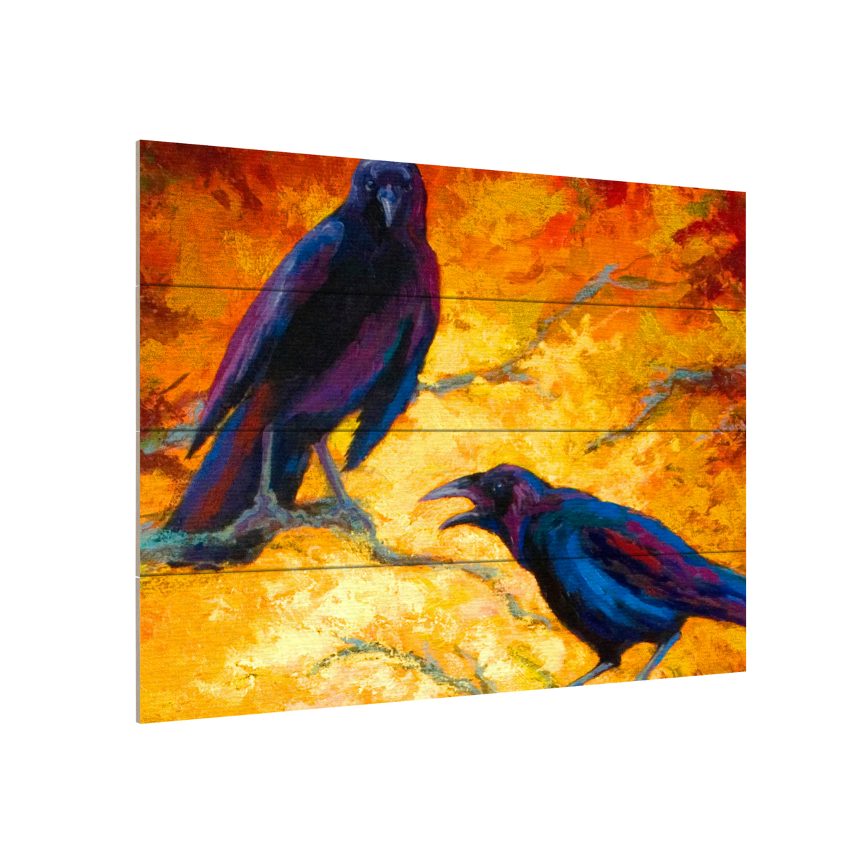 Wall Art 12 X 16 Inches Titled Crows 9 Ready To Hang Printed On Wooden Planks