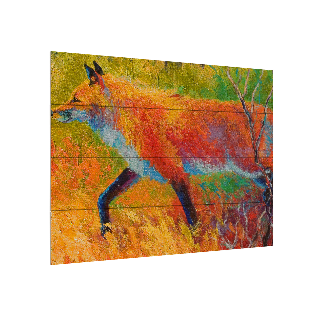 Wall Art 12 X 16 Inches Titled Red Fox 1 Ready To Hang Printed On Wooden Planks