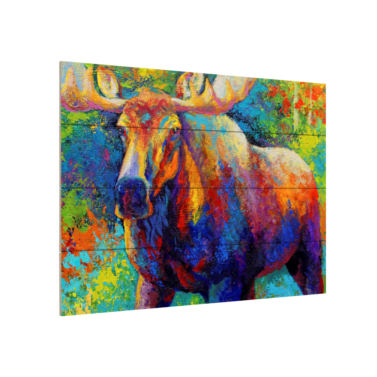 Wall Art 12 X 16 Inches Titled Bull Moose Ready To Hang Printed On Wooden Planks