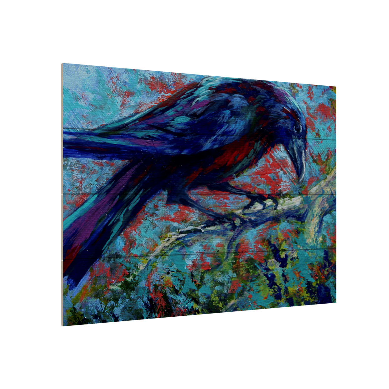 Wall Art 12 X 16 Inches Titled Raven Ready To Hang Printed On Wooden Planks