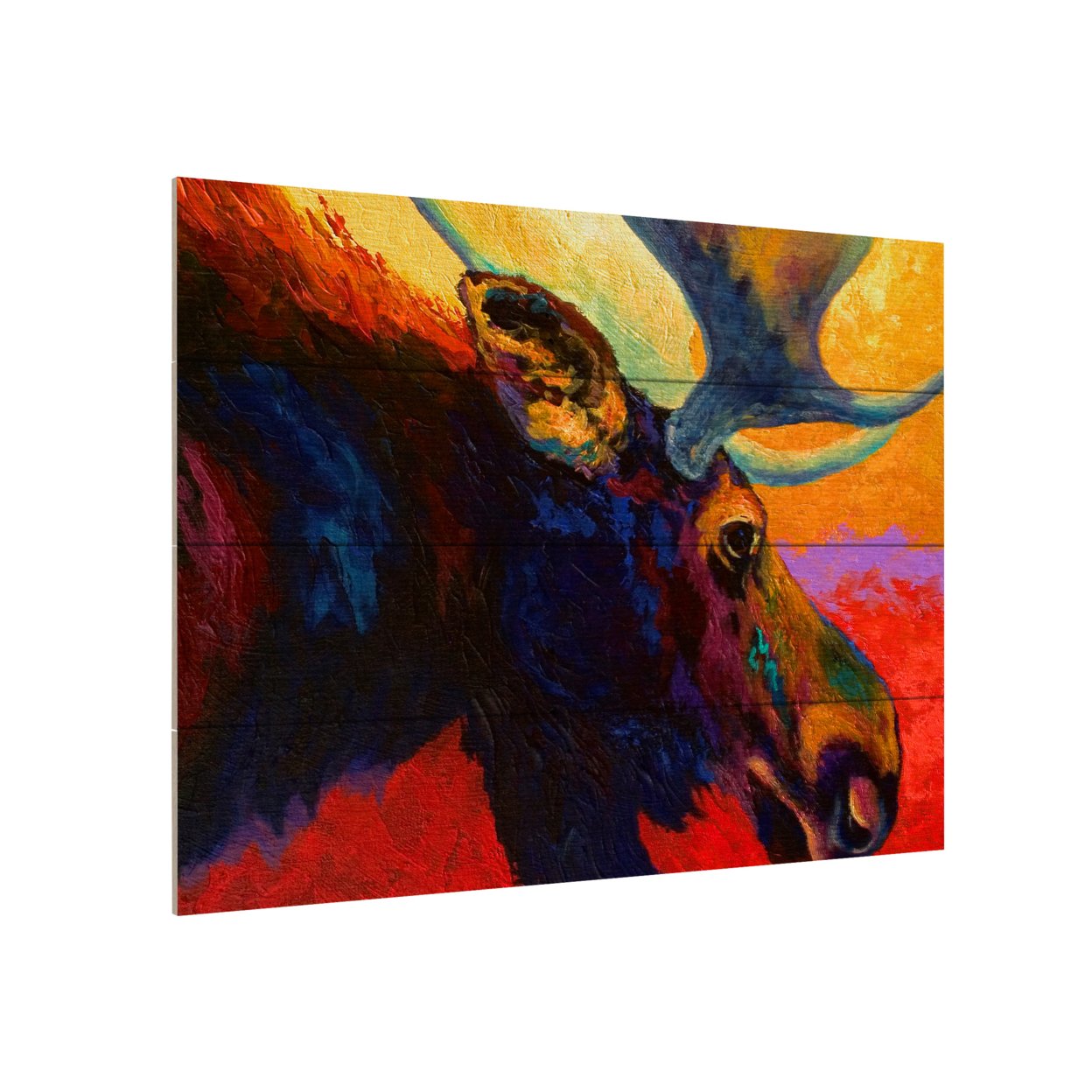 Wall Art 12 X 16 Inches Titled Alaska Spirit Moose Ready To Hang Printed On Wooden Planks
