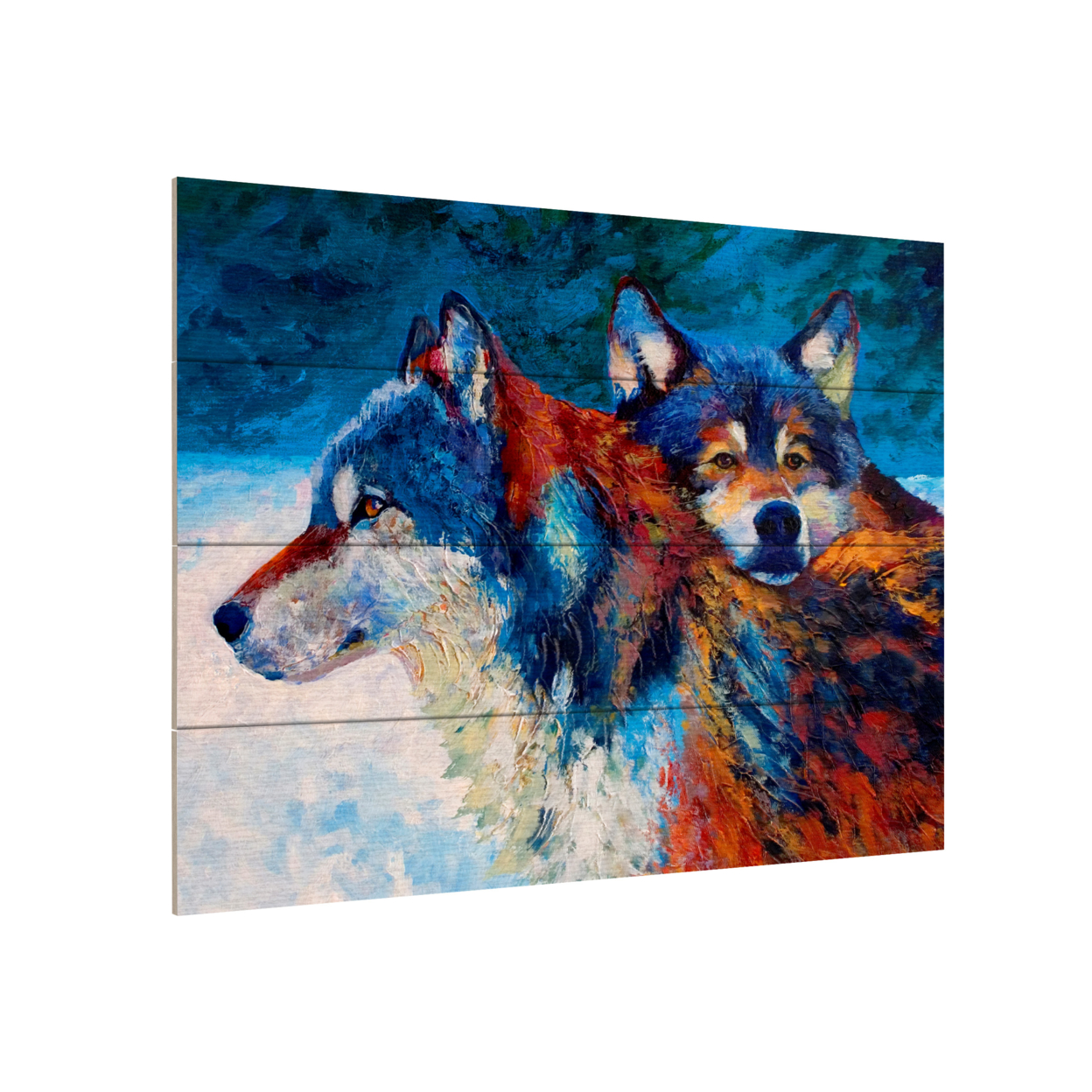 Wall Art 12 X 16 Inches Titled Wolves Ready To Hang Printed On Wooden Planks