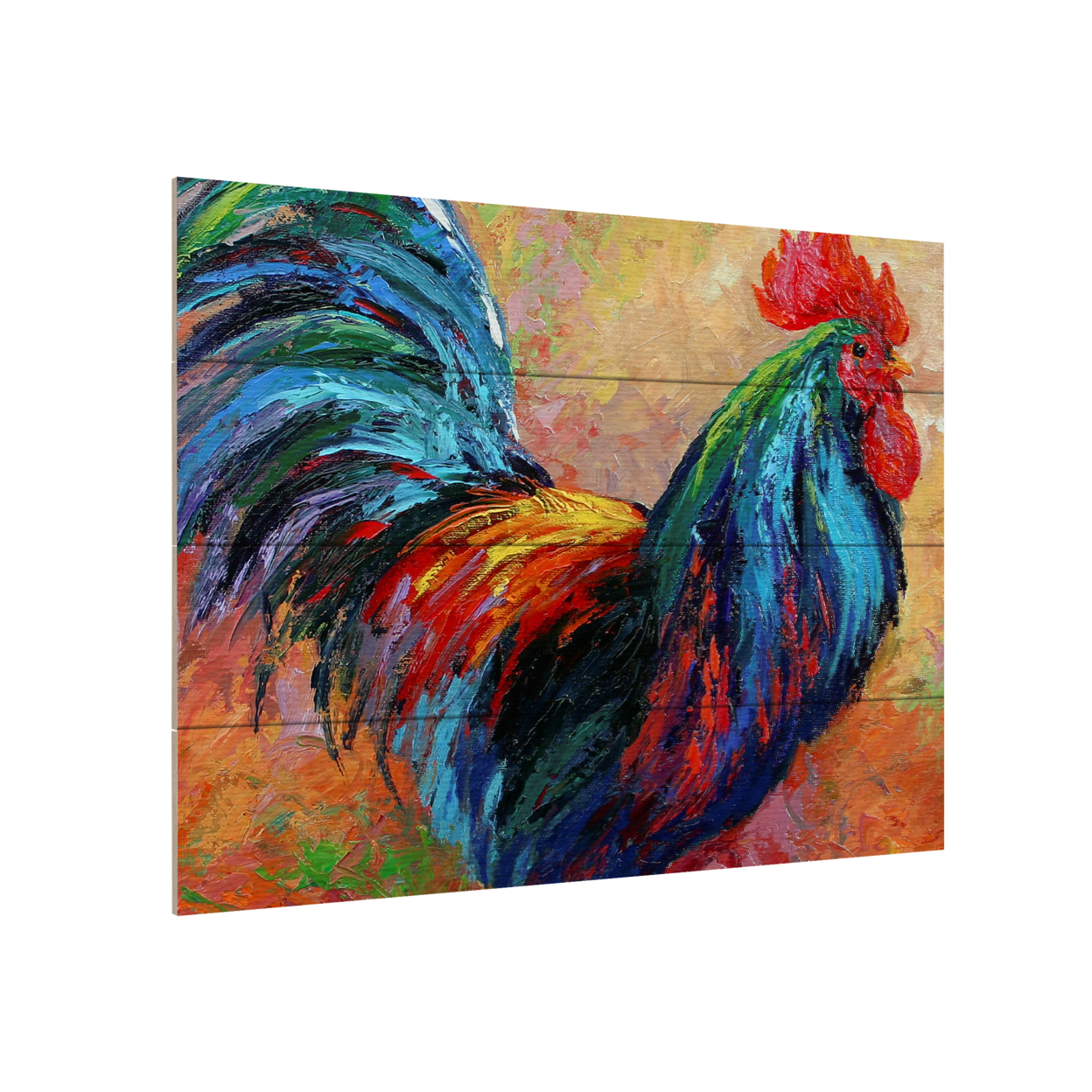 Wall Art 12 X 16 Inches Titled Mr T Rooster Ready To Hang Printed On Wooden Planks