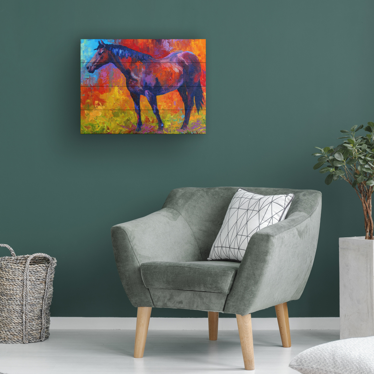 Wall Art 12 X 16 Inches Titled Bay Mare I Ready To Hang Printed On Wooden Planks