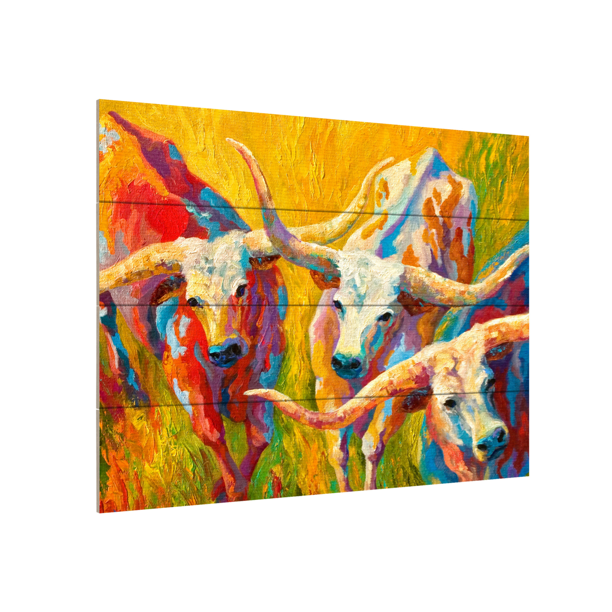 Wall Art 12 X 16 Inches Titled Dance Of The Longhorns Ready To Hang Printed On Wooden Planks