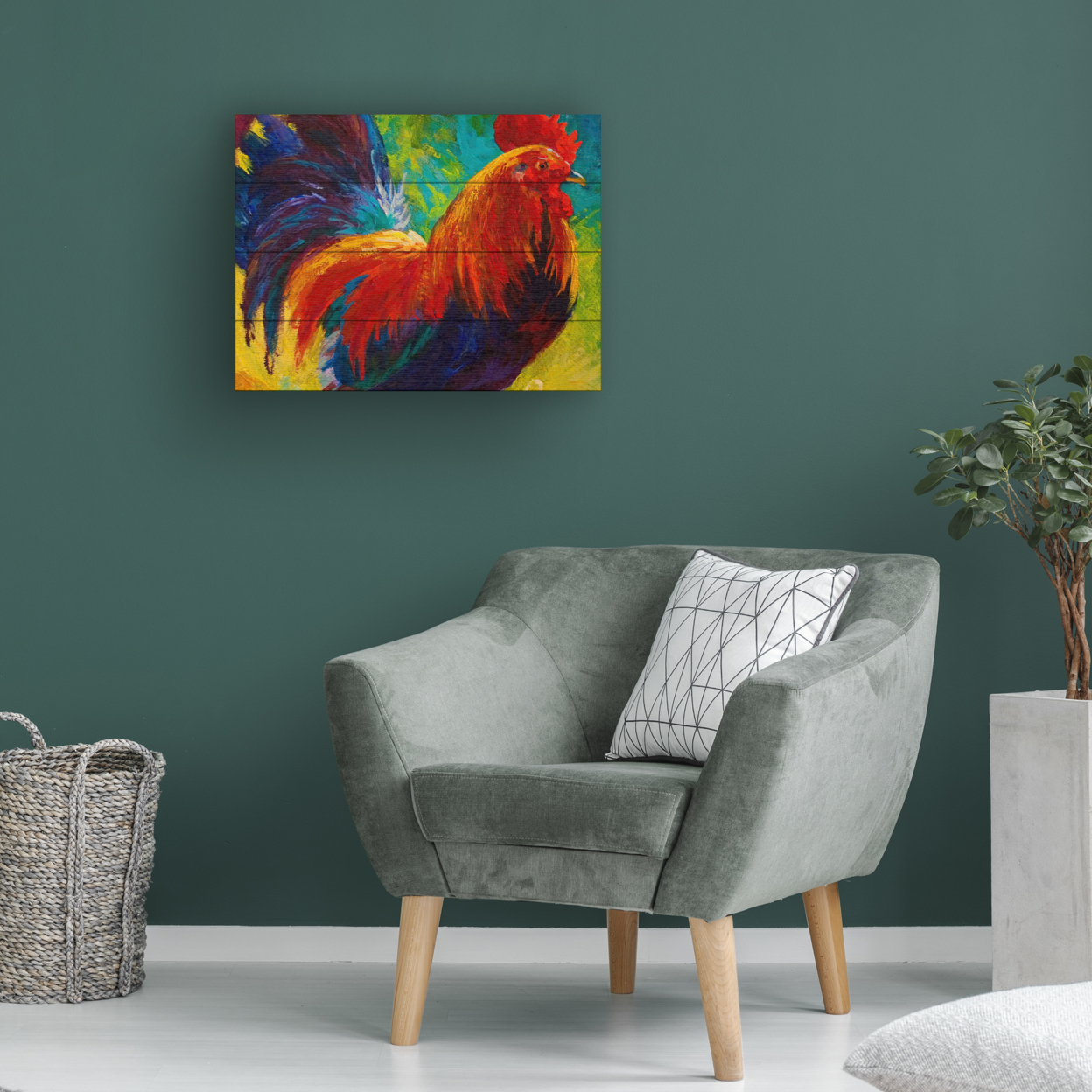 Wall Art 12 X 16 Inches Titled Hot Shot Rooster Ready To Hang Printed On Wooden Planks