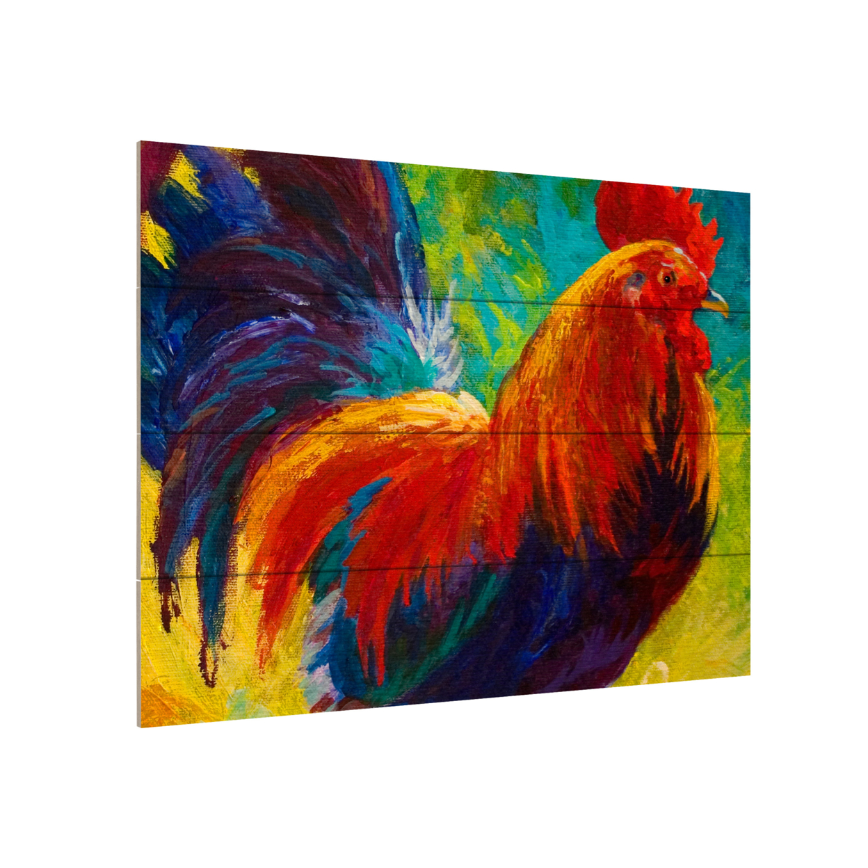 Wall Art 12 X 16 Inches Titled Hot Shot Rooster Ready To Hang Printed On Wooden Planks