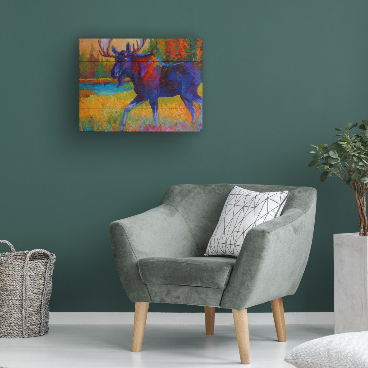 Wall Art 12 X 16 Inches Titled Majestic Moose Ready To Hang Printed On Wooden Planks