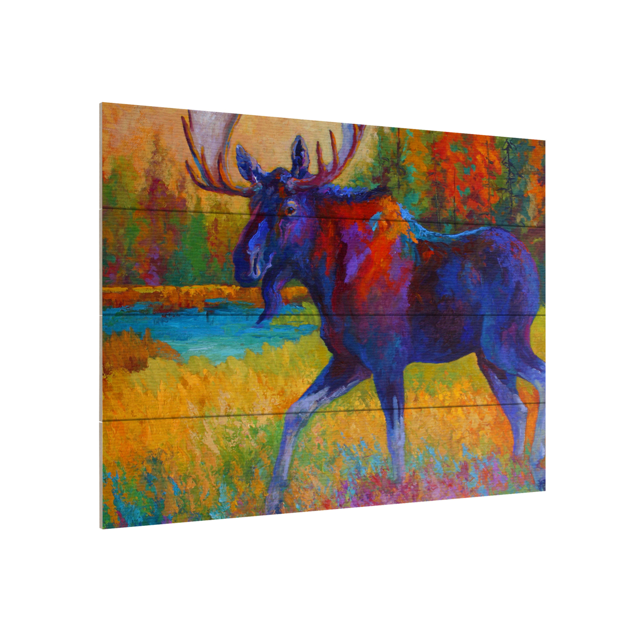 Wall Art 12 X 16 Inches Titled Majestic Moose Ready To Hang Printed On Wooden Planks