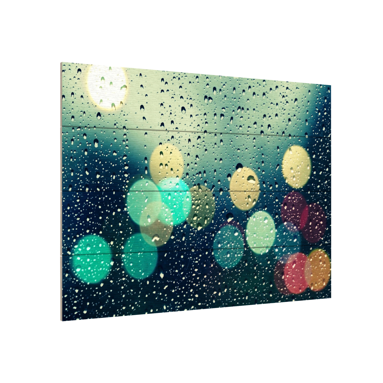 Wall Art 12 X 16 Inches Titled Rainy City Ready To Hang Printed On Wooden Planks