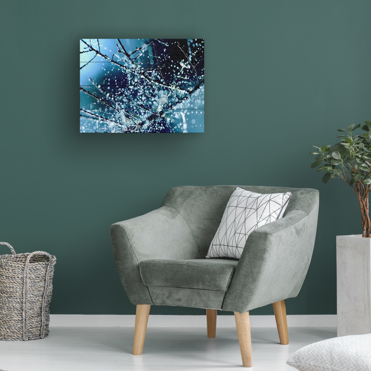 Wall Art 12 X 16 Inches Titled Blue Rhapsody Ready To Hang Printed On Wooden Planks