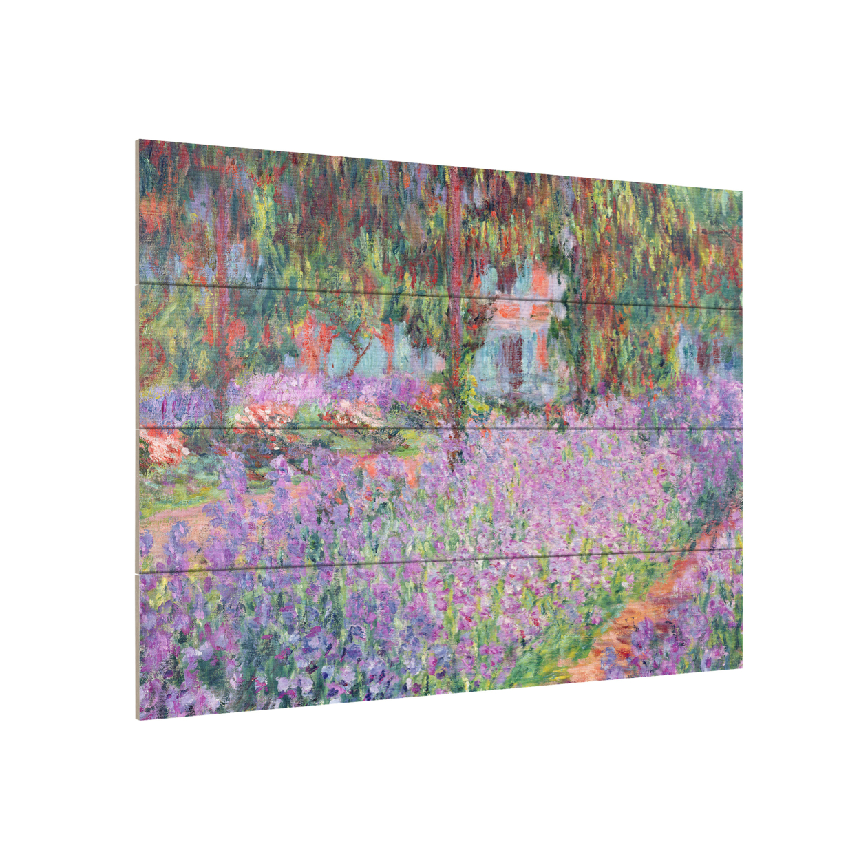 Wall Art 12 X 16 Inches Titled The Artists Garden At Giverny Ready To Hang Printed On Wooden Planks