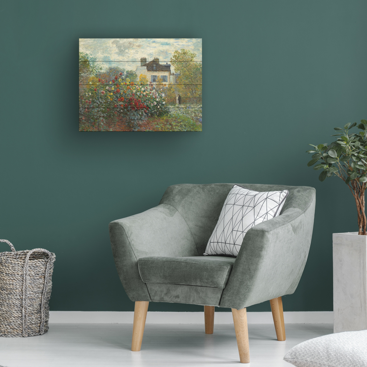 Wall Art 12 X 16 Inches Titled The Artists Garden In Argenteuil Ready To Hang Printed On Wooden Planks