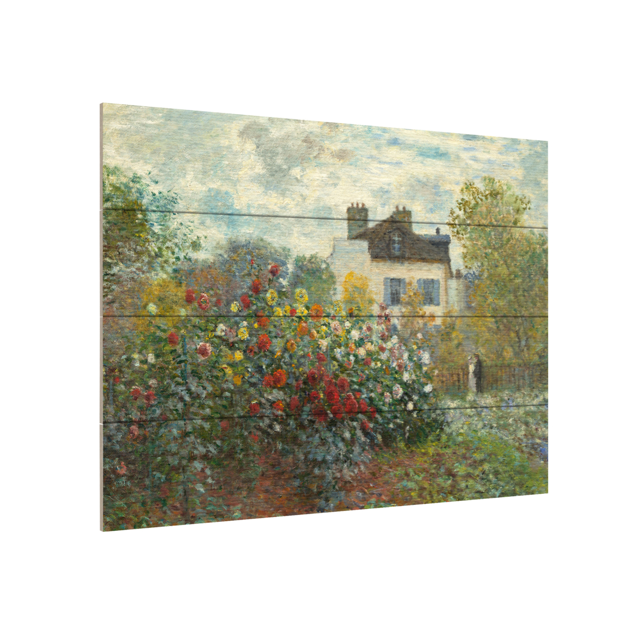 Wall Art 12 X 16 Inches Titled The Artists Garden In Argenteuil Ready To Hang Printed On Wooden Planks