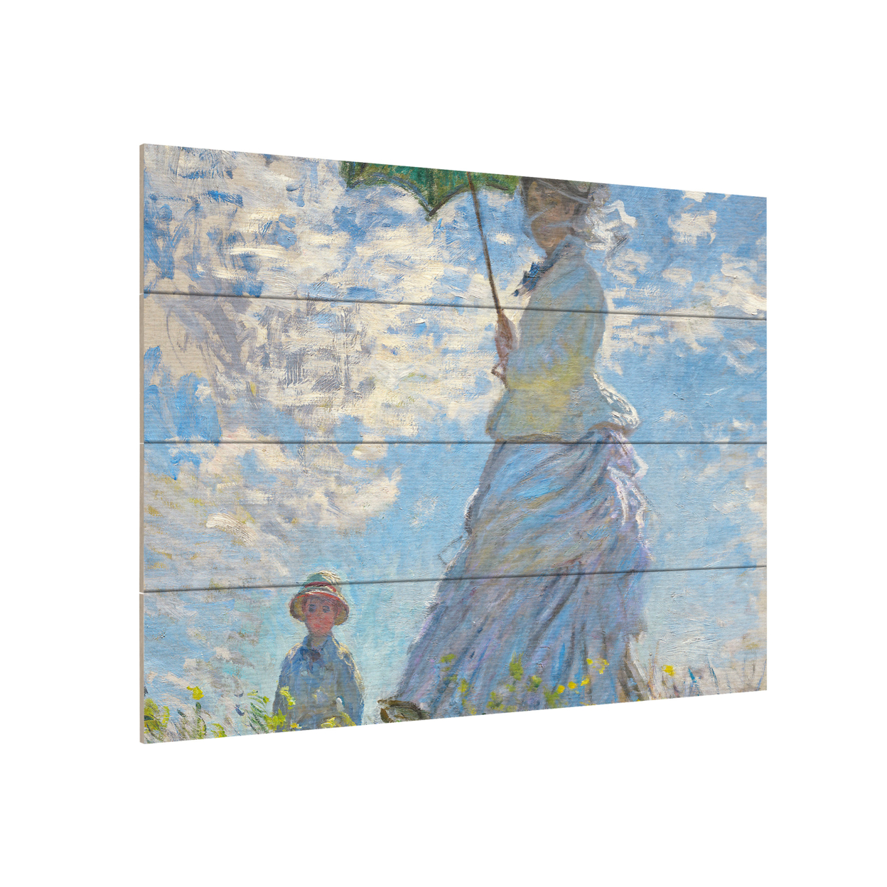Wall Art 12 X 16 Inches Titled Woman With A Parasol 1875 Ready To Hang Printed On Wooden Planks