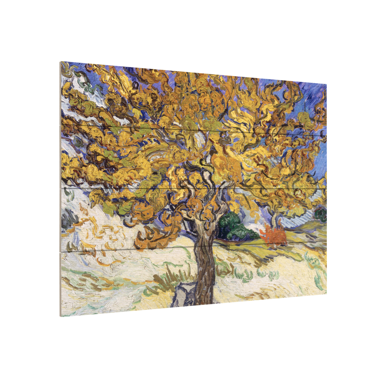 Wall Art 12 X 16 Inches Titled Mulberry Tree, 1889 Ready To Hang Printed On Wooden Planks