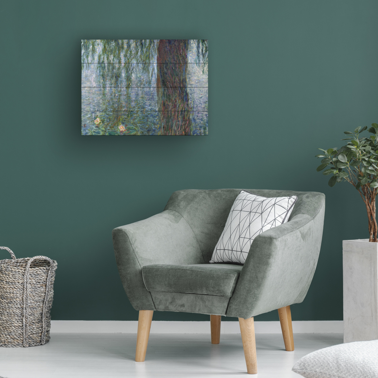 Wall Art 12 X 16 Inches Titled Waterlillies Morning Ready To Hang Printed On Wooden Planks