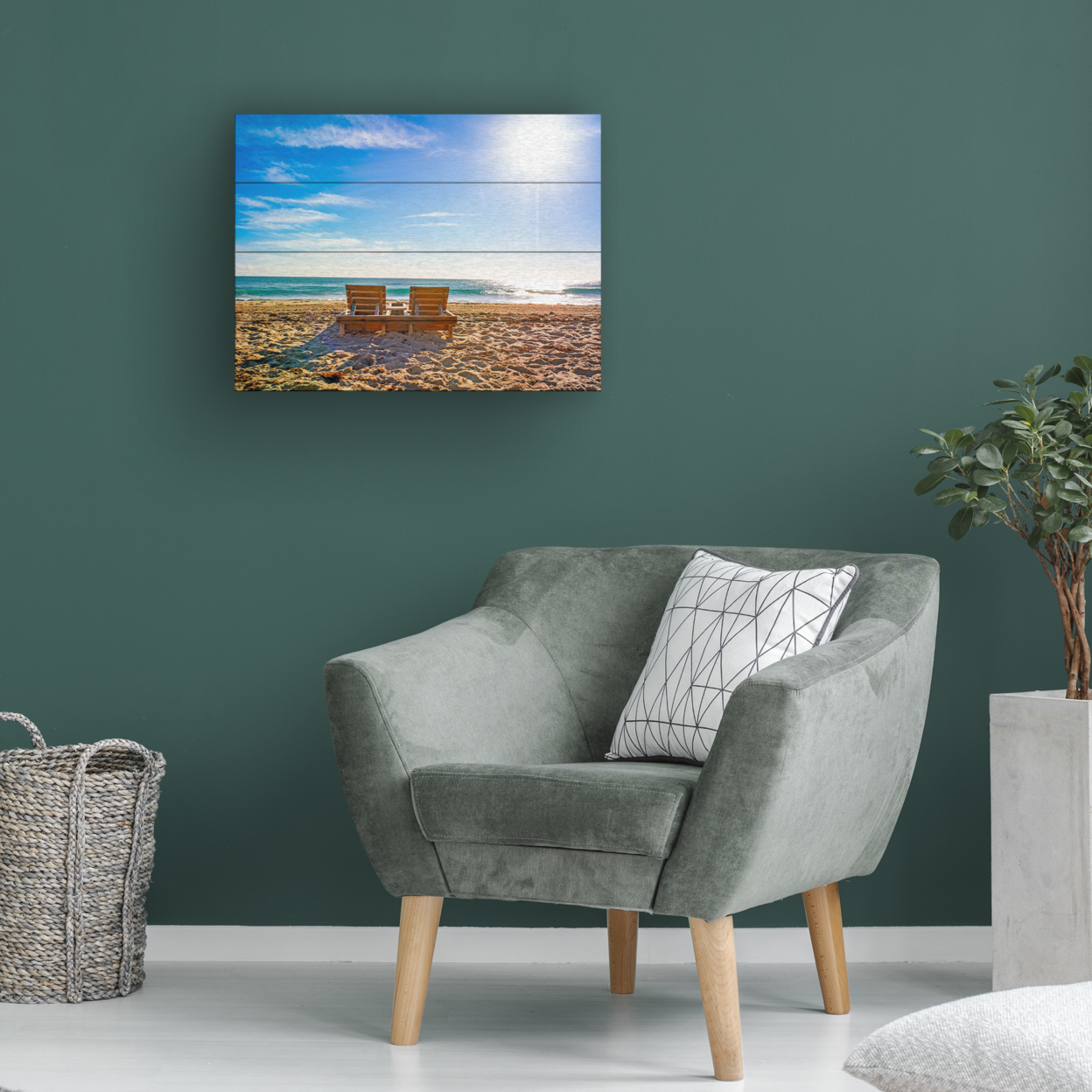 Wall Art 12 X 16 Inches Titled Florida Beach Chair Ready To Hang Printed On Wooden Planks