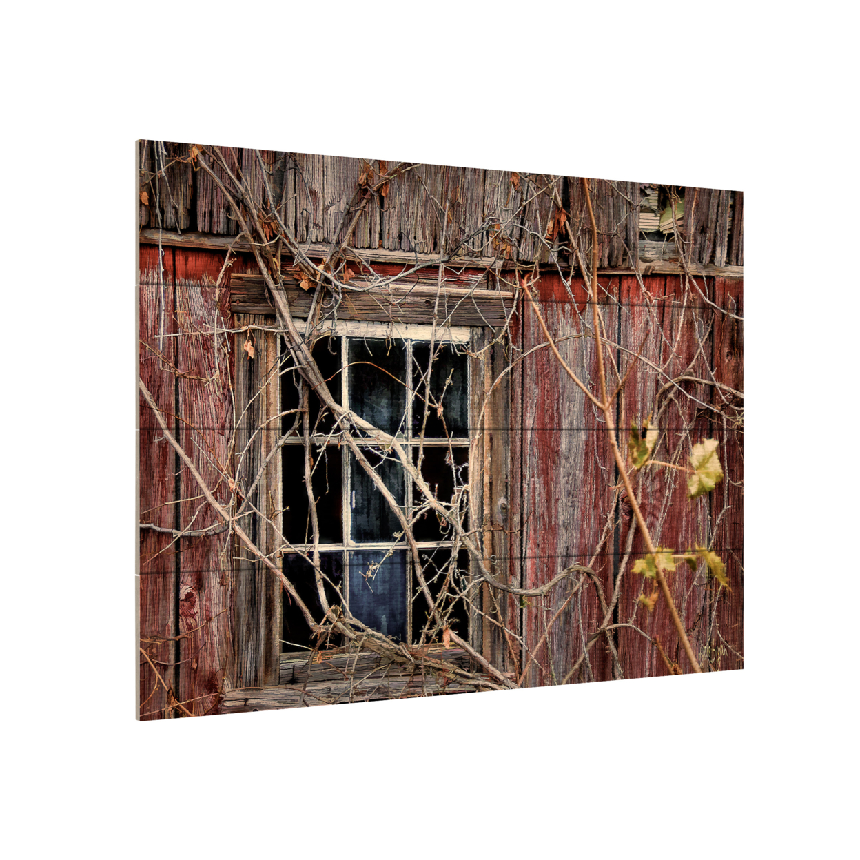 Wall Art 12 X 16 Inches Titled Old Barn Window Ready To Hang Printed On Wooden Planks