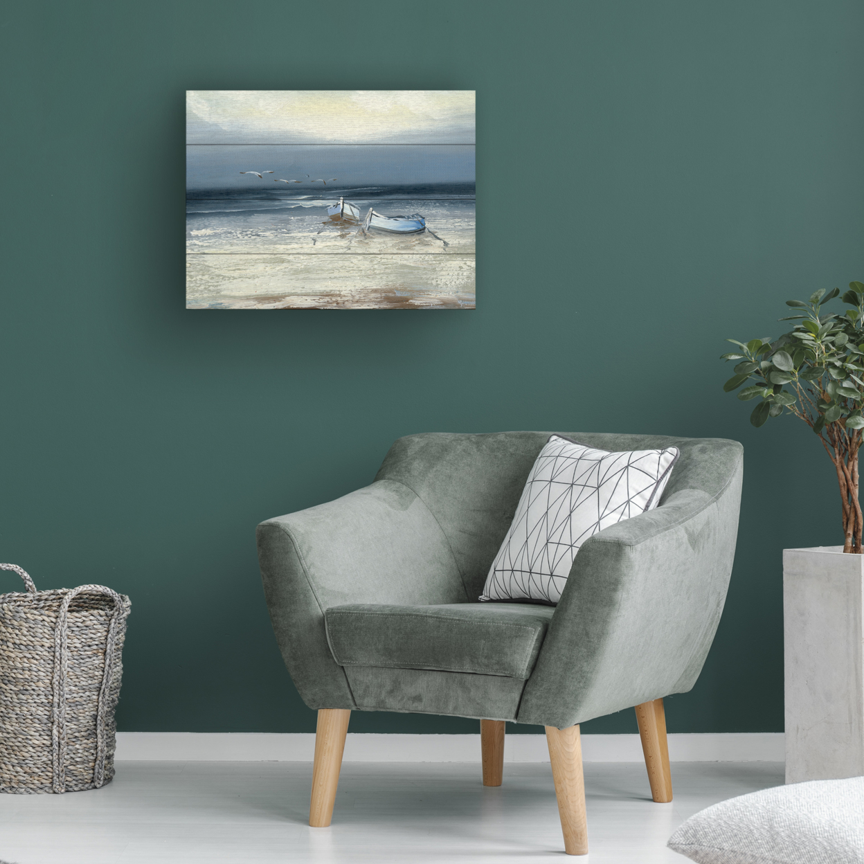 Wall Art 12 X 16 Inches Titled Low Tide Ready To Hang Printed On Wooden Planks