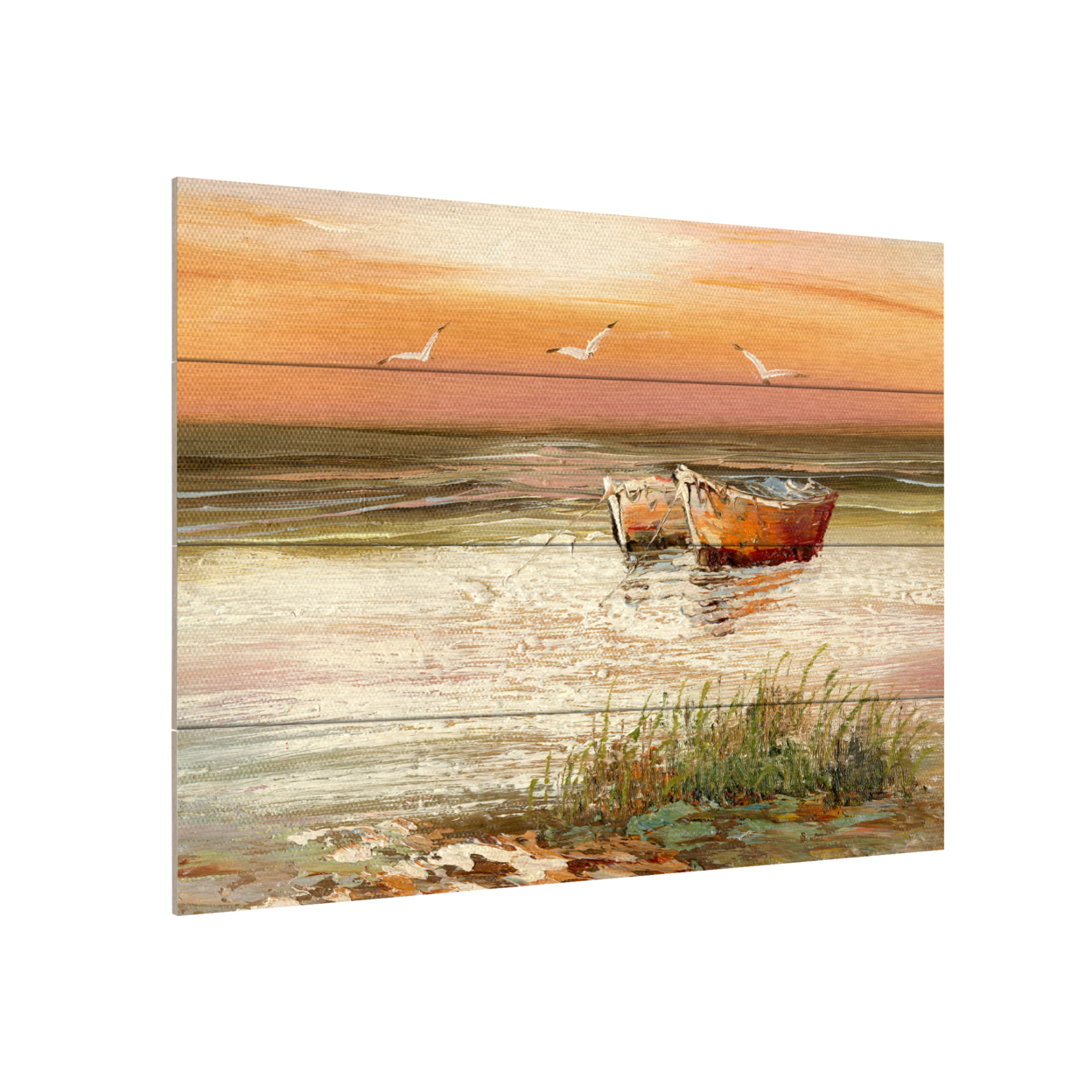 Wall Art 12 X 16 Inches Titled Florida Sunset Ready To Hang Printed On Wooden Planks