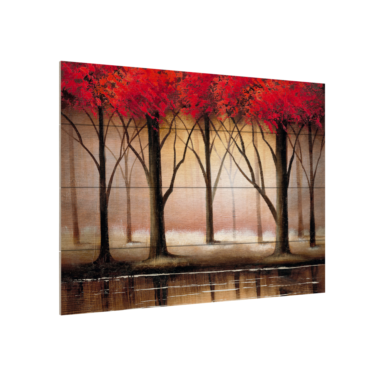 Wall Art 12 X 16 Inches Titled Serenade In Red Ready To Hang Printed On Wooden Planks