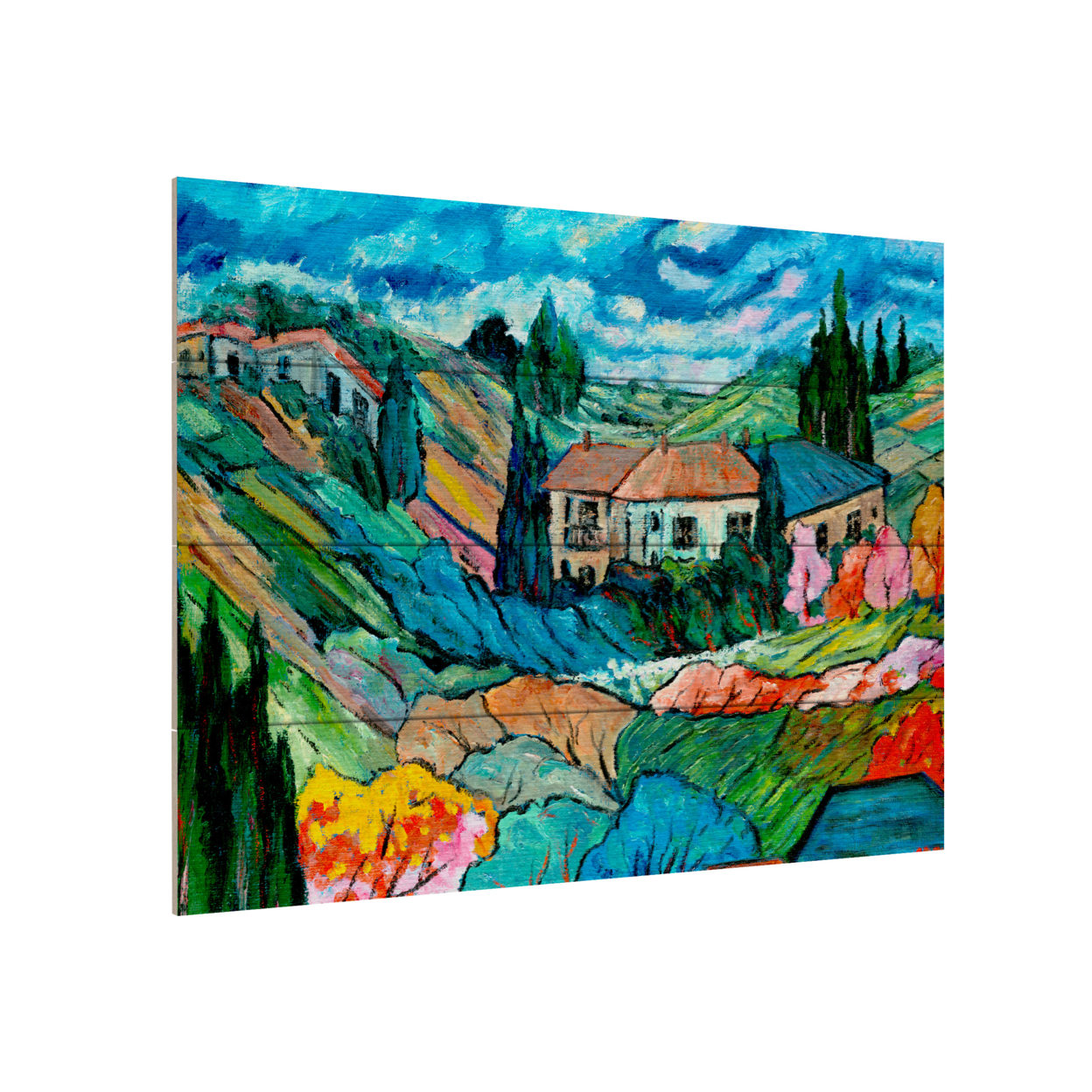 Wall Art 12 X 16 Inches Titled Valley House Ready To Hang Printed On Wooden Planks