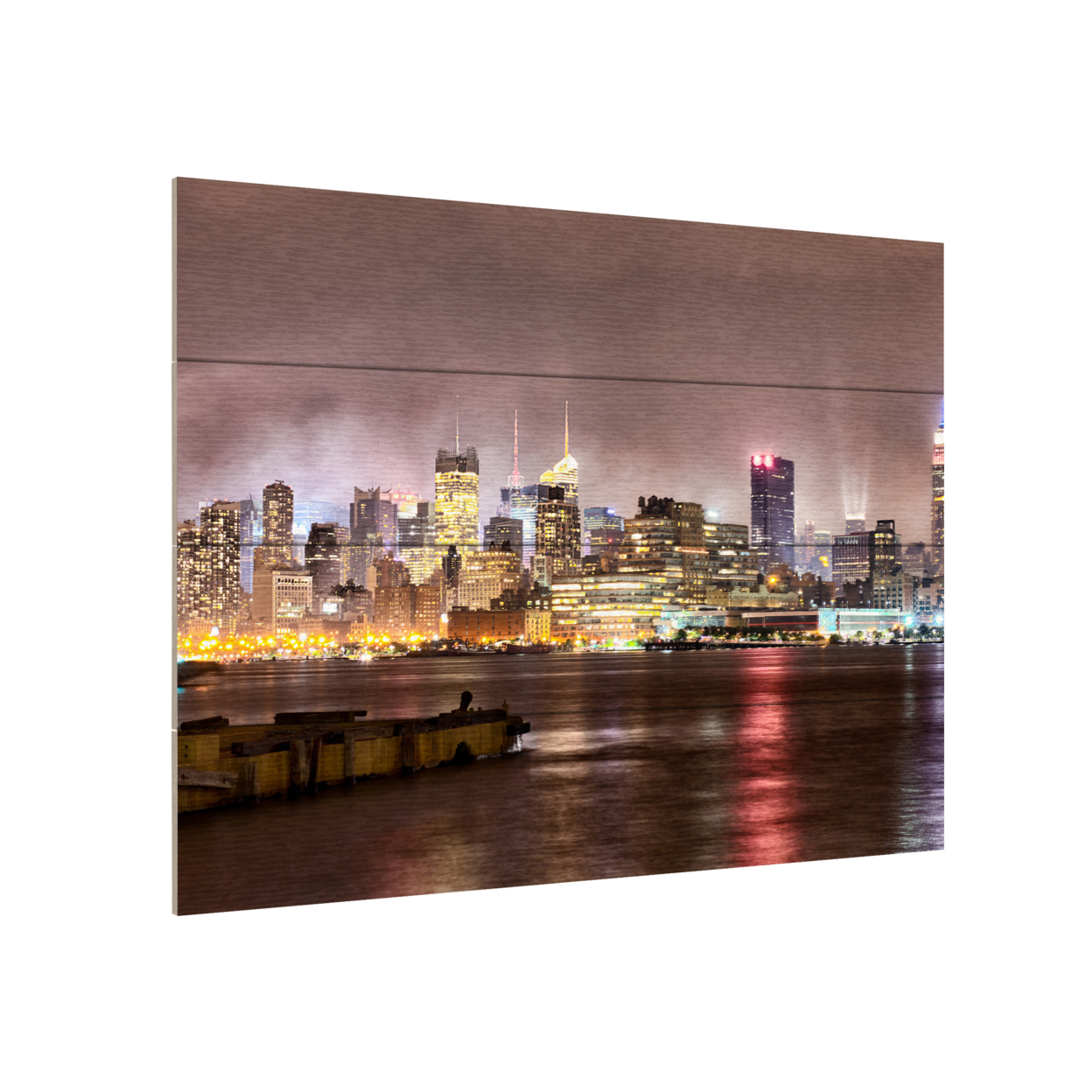 Wall Art 12 X 16 Inches Titled Midtown Manhatten Over The Hudson River Ready To Hang Printed On Wooden Planks